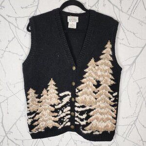 Rainbow Bridge VTG Ramie Cotton Knit Larch Christmas Tree Sweater Vest